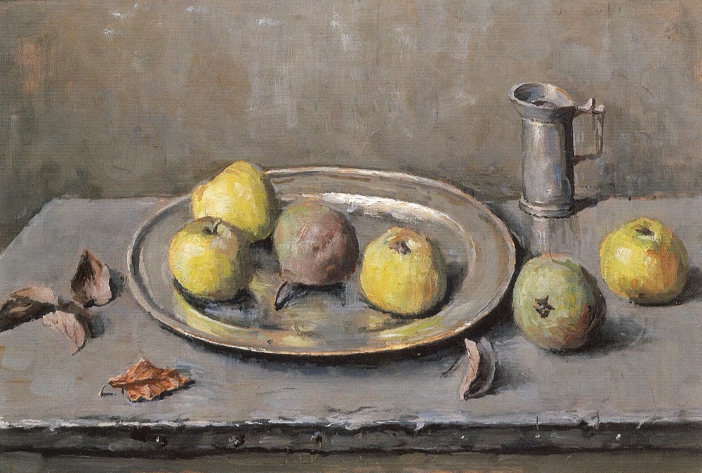 Appels op een tinnen schaal (1940-1941) door  Lucie van Dam van Isselt