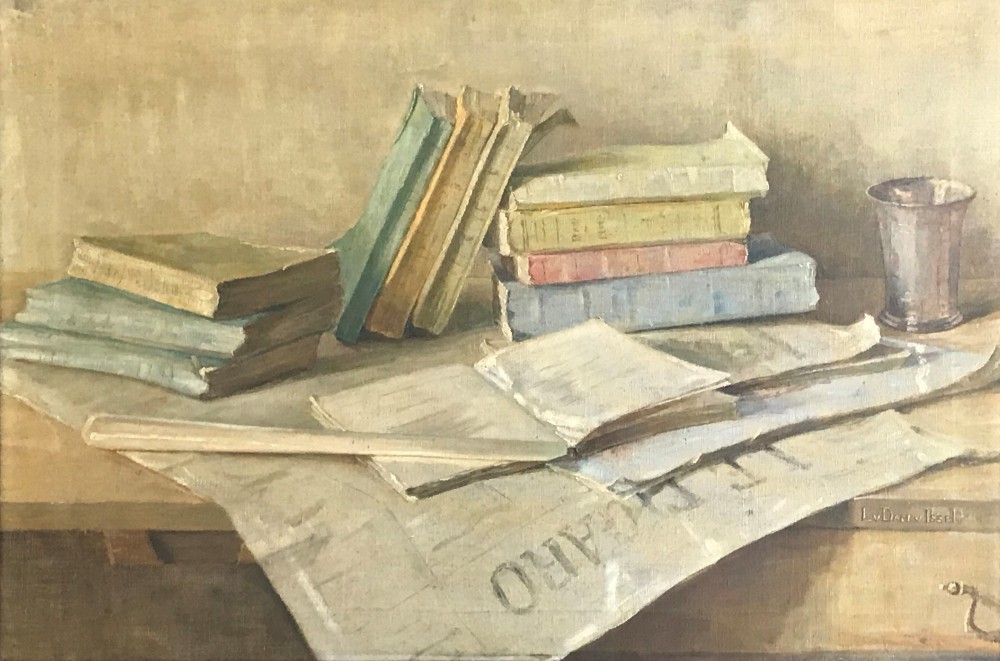Stilleven met boeken (1915) door Lucie van Dam van Isselt