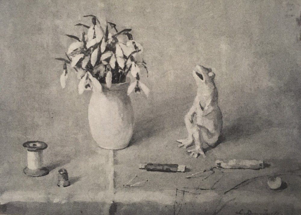 Sneeuwklokjes met naaigerei (1940) door Lucie van Dam van Isselt