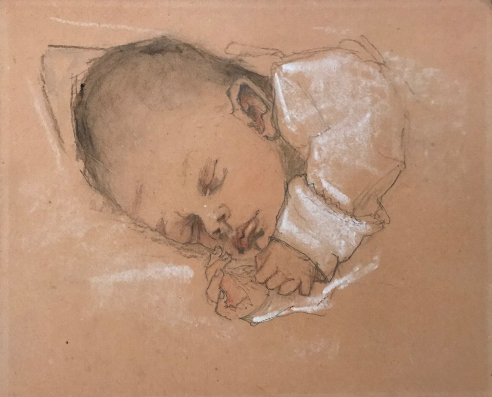 Barbara, Lucie's kleindochter (1932) door Lucie van Dam van Isselt