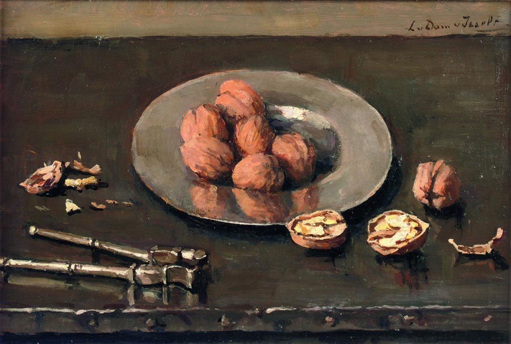 Walnoten op een tinnen bord (1923) door Lucie van Dam van Isselt