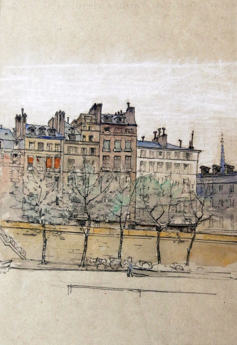 Parijs, Quai des Grands Augustins (voor 1934) door Lucie van Dam van Isselt