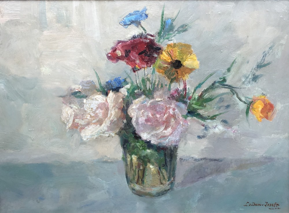 Welkende rozen in glas (1937) door Lucie van Dam van Isselt