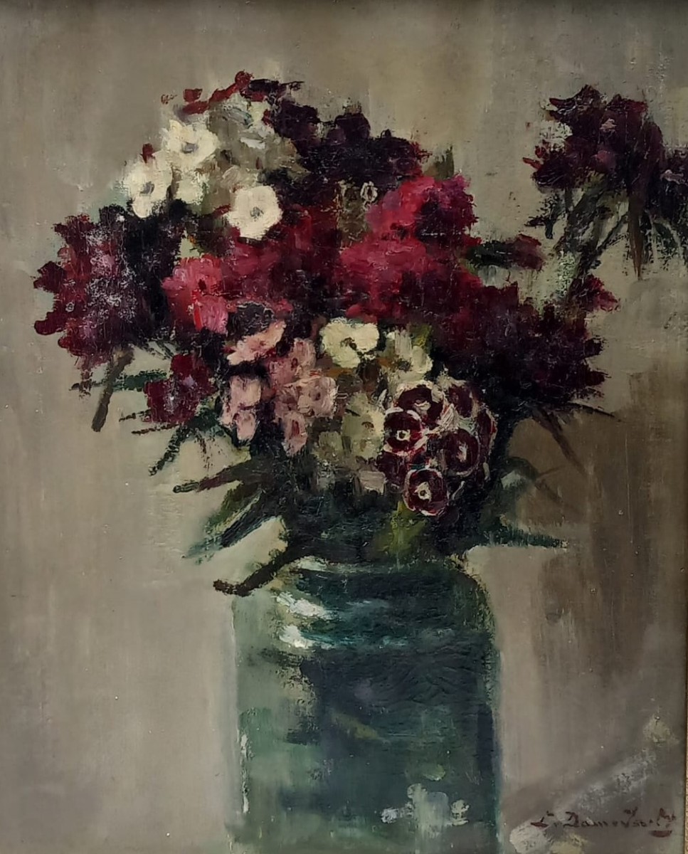 Duizendschonen in glazen vaas (1928-1930) door Lucie van Dam van Isselt