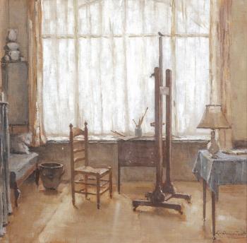 Interieur atelier (1929-1930) door Lucie van Dam van Isselt