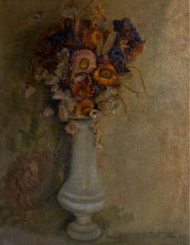 Hoge vaas met bloemen door Lucie van Dam van Isselt