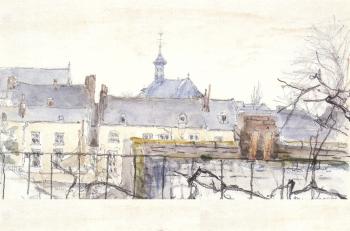 Stadsgezicht in Maastricht (1949) door Lucie van Dam van Isselt