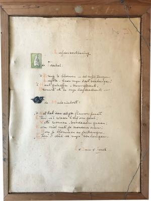 Achterzijde De kikker en de spreeuw (ca. 1937-1938) door Lucie van Dam van Isselt