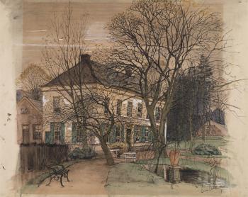 Gezicht op landhuis (ca. 1900) door Lucie van Dam van Isselt