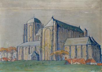 Avond, Groote kerk, Veere (ca. 1912-1913) door Lucie van Dam van Isselt