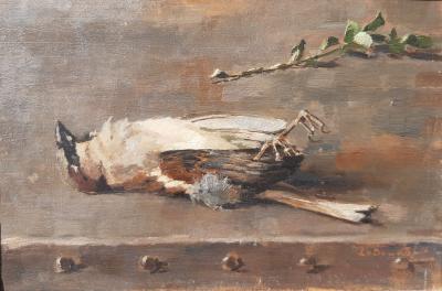 Dood vogeltje (ca. 1916) door Lucie van Dam van Isselt