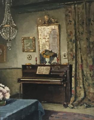 Interieur met piano (1917-1918) door Lucie van Dam van Isselt