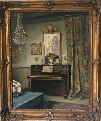 Interieur met piano (1917-1918) door Lucie van Dam van Isselt
