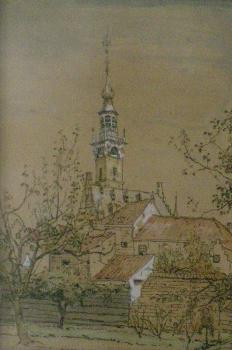 De stadhuistoren te Veere (ca. 1910) door Lucie van Dam van Isselt