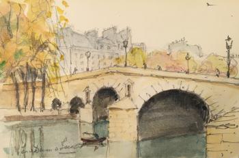 Le Pont Marie, Paris (1948) door Lucie van Dam van Isselt