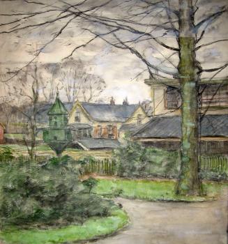 Uitzicht vanuit Beekhof (begin 1900) door Lucie van Dam van Isselt