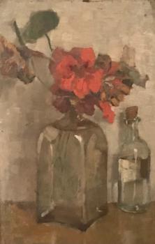 Geranium in fles door Lucie van Dam van Isselt