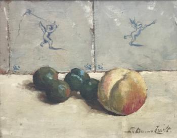 Stilleven met perzik en pruimen (1925-1926) door Lucie van Dam van Isselt