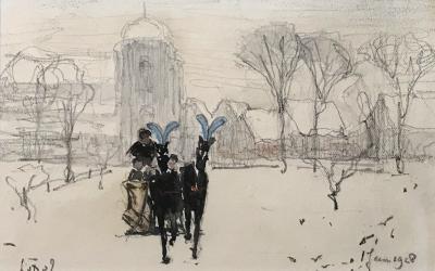 Paardenslee in Veere (1928) door Lucie van Dam van Isselt