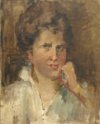 Portret onbekende vrouw (ca. 1935) door Lucie van Dam van Isselt