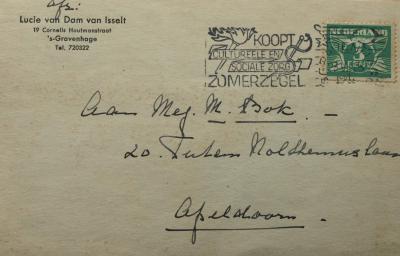 Adressering Briefkaart aan M. Bok (1941) door Lucie van Dam van Isselt