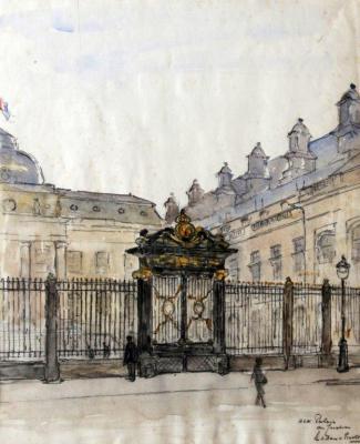 Hek Palais de Justice, Parijs (ca. 1935) door Lucie van Dam van Isselt