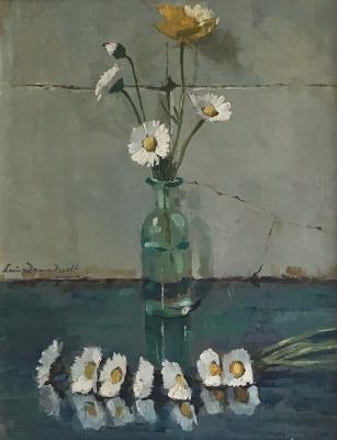 Flesje met madeliefjes (ca. 1920) door Lucie van Dam van Isselt