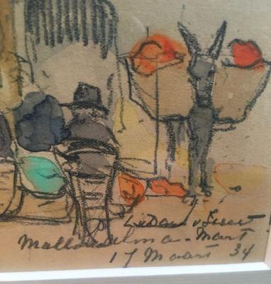Markt op Mallorca, signature (1934) door Lucie van Dam van Isselt