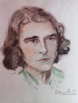 Portret Riet Bok (1942) door Lucie van Dam van Isselt