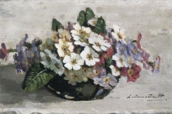 Bakje met primula's (ca. 1930) door Lucie van Dam van Isselt