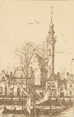 Haven en stadhuis Veere door Lucie van Dam van Isselt