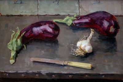 Aubergine met knoflook (1937) door Lucie van Dam van Isselt