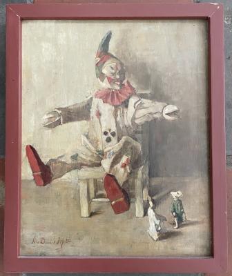 Speelgoed clown met lijst door Lucie van Dam van Isselt