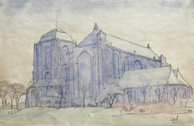 Grote kerk in Veere door Lucie van Dam van Isselt