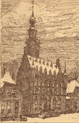 Het stadhuis (1908 - 1915) door Lucie van Dam van Isselt