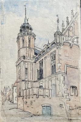Kerk door Lucie van Dam van Isselt