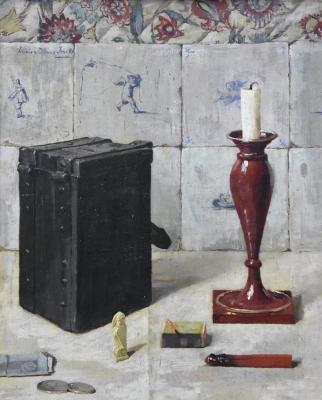 Stilleven met spaarpot en kandelaar (1915/1920) door Lucie van Dam van Isselt