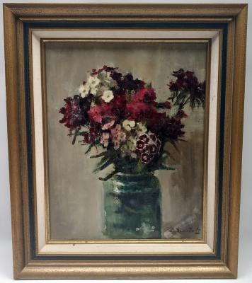 Duizendschonen in glazen vaas met lijst (1928-1930) door Lucie van Dam van Isselt