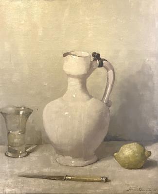 Stilleven met Delfts kannetje en citroen (ca. 1928) door Lucie van Dam van Isselt