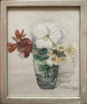 Glas met viooltje en papavers met lijst (1949) door Lucie van Dam van Isselt