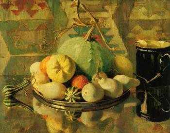 Sierpompoenen op tinnen schaal (1911-1912) door Lucie van Dam van Isselt